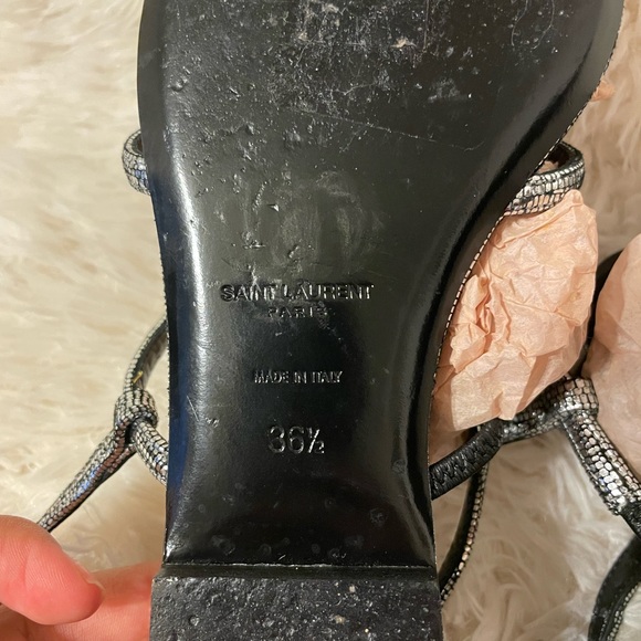 YSL Cassandra Leather Slingback Sandals - Picture 4 of 5